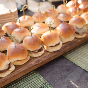Spring Grazing Table -Local Beef Sliders w' Cheddar & Tomato Chili Jam Buttermilk Chicken & Pickle Skewers Maple BBQ Pulled Pork Mediterranean Pasta Salad, Cajun Slaw,  Greek Lemon Potatoes, Spring Greens  w' Asparagus, Strawberries & Local Chevre