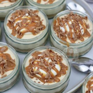 Salted Caramel Brownie Bottomed Cheesecake Jam Jar Dessert