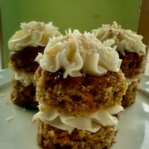 Mini Carrot Cakes w' Coconut Frosting & Pecans